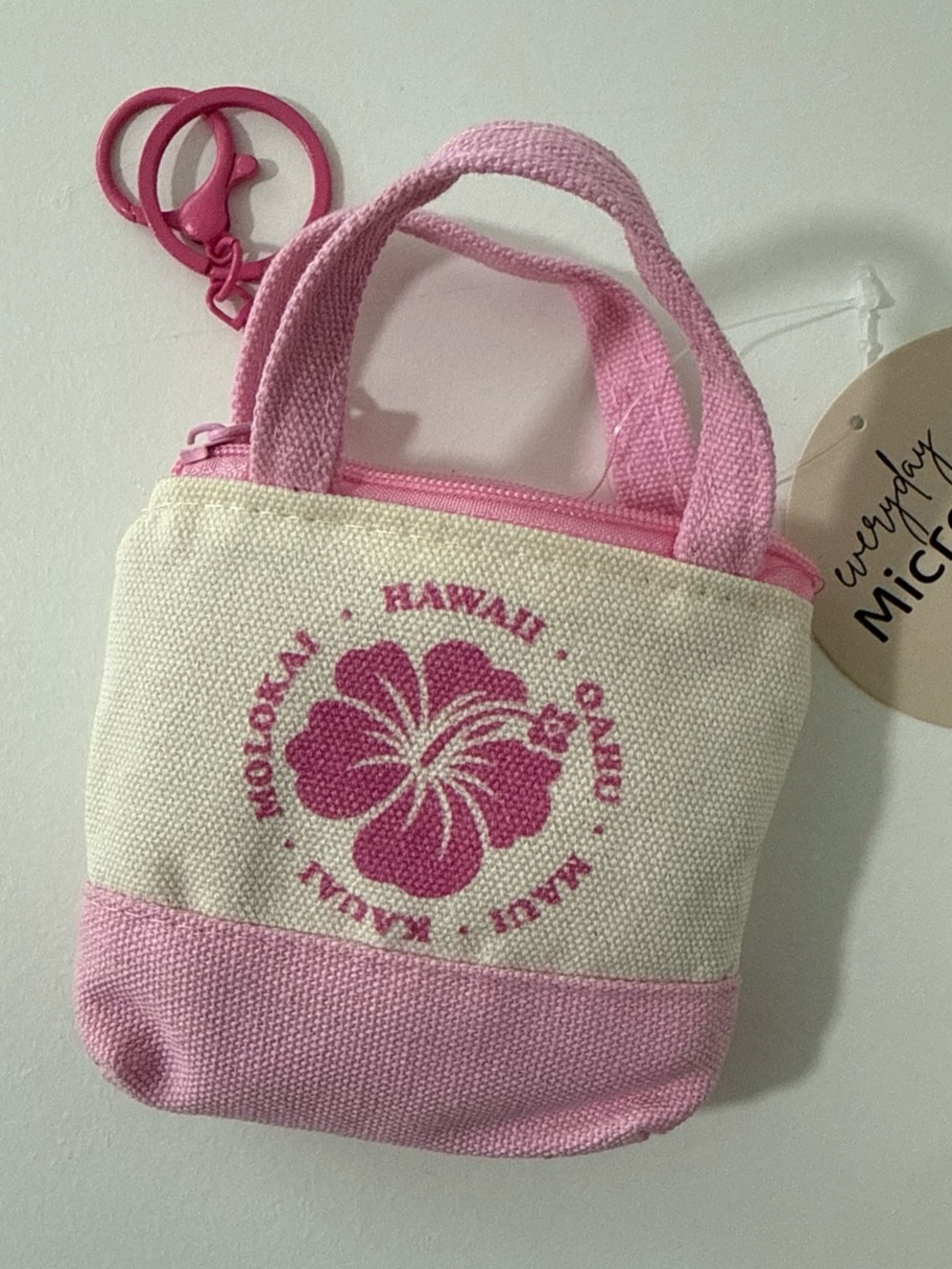 Everyday Micro Pink & Cream Mini Tote Keychain